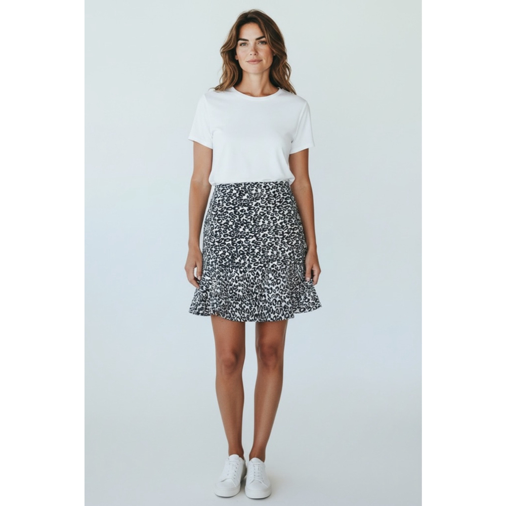 Olsenboye Leopard Print Godet Skirt Womens Size 7